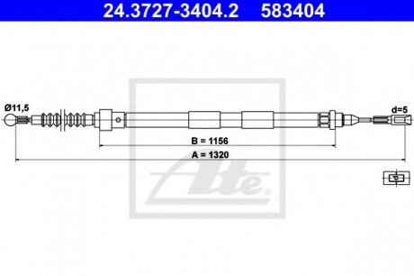 Трос, стояночная тормозная система ATE 24372734042 (фото 1)