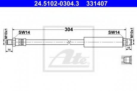Тормозной шланг BMW 5 04- ATE 24510203043 (фото 1)