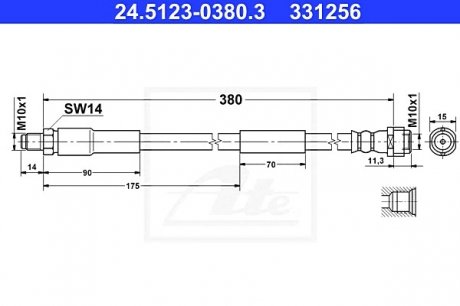 Шланг гальмівний ATE 24512303803 (фото 1)
