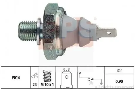 Датчик тиску масла 0,9 bar VW (сірий) EPS 1800095