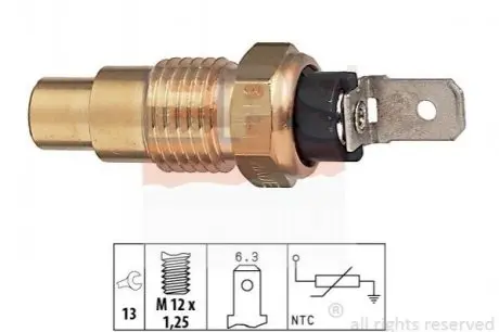 Датчик температури води (M12x1.25) Nissan AlmeraII 1.5-2.2 00-/Primera 1.6-2.0 93-02 EPS 1830121