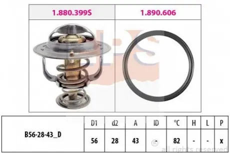 Термостат Lexus GS/LS 4.0 RX 3.0 97- Mitsubishi Galant/Grandis/OutlanderToyota Avensis/Corolla/Camry 00- EPS 1880848