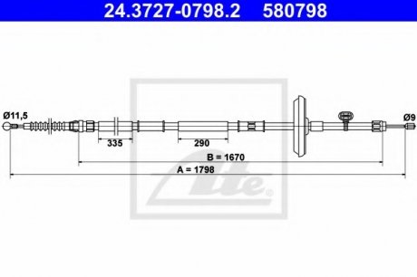 Трос, стояночная тормозная система ATE 24372707982 (фото 1)