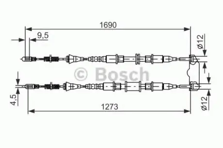 Трос, стоянкова гальмівна система BOSCH 1987477129