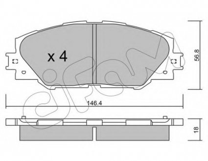 Комплект тормозных колодок, дисковый тормоз CIFAM 8227480 (фото 1)