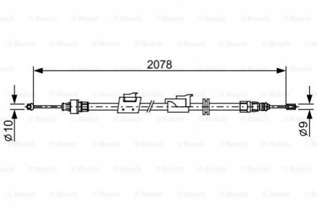 Трос ручника (L) Ford Mondeo/Galaxy 06-15 (L=2078) 1 987 482 706 BOSCH 1987482706 (фото 1)