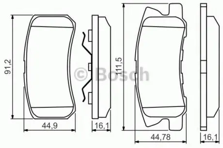 Колодки гальмівні (задні) Mitsubishi Outlander 06-12/Pajero 90-/Peugeot 4007/4008 07- 0 986 495 357 BOSCH 0986495357