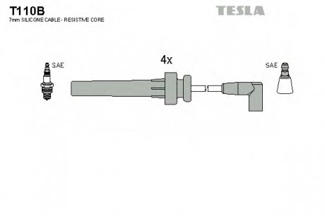 Комплект високовольтних проводів TESLA T110B (фото 1)