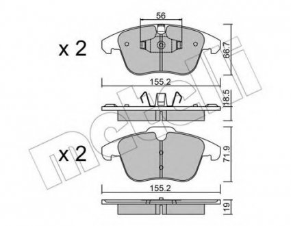 Комплект тормозных колодок, дисковый тормоз 22-0675-3 Metelli 2206753 (фото 1)