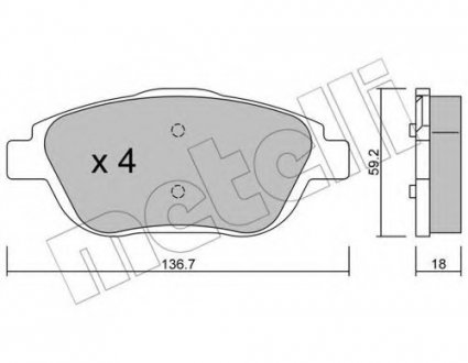 Комплект тормозных колодок, дисковый тормоз 22-0852-0 Metelli 2208520 (фото 1)