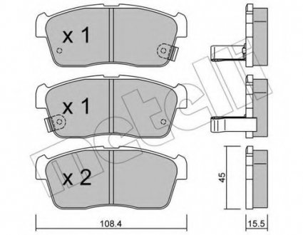 Комплект тормозных колодок, дисковый тормоз 22-0415-0 Metelli 2204150 (фото 1)