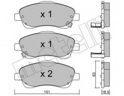 Комплект тормозных колодок, дисковый тормоз 22-0450-0 Metelli 2204500 (фото 1)