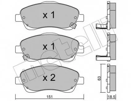 Комплект гальмівних колодок, дискове гальмо 22-0450-0 Metelli 2204500