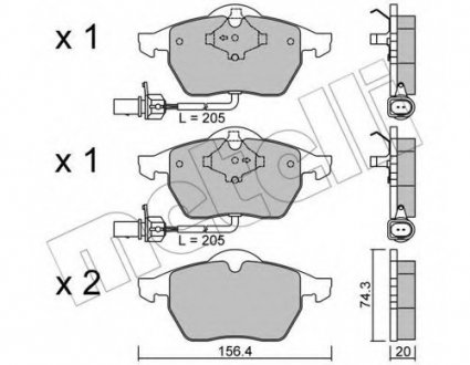 Комплект тормозных колодок, дисковый тормоз 22-0181-3 Metelli 2201813 (фото 1)