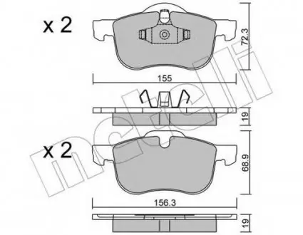 Комплект гальмівних колодок (дискових) 22-0309-0 Metelli 2203090