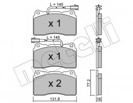 Комплект гальмівних колодок, дискове гальмо 22-0288-0 Metelli 2202880