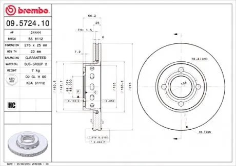 Гальмівний диск BREMBO 09572410