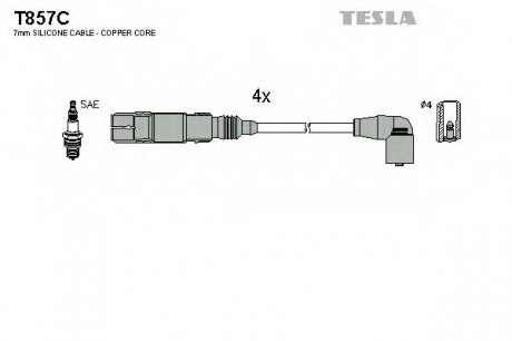 Комплект проводов зажигания TESLA T857C (фото 1)
