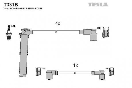 Комплект высоковольтных проводов TESLA T331B (фото 1)