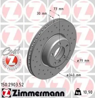 Тормозной диск 150.2903.52 ZIMMERMANN 150290352