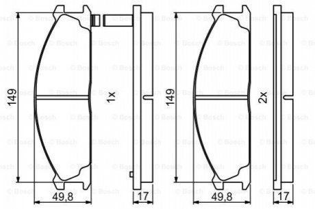 Гальмівні колодки, дискові. 0 986 494 848 BOSCH 0986494848