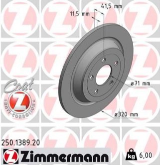 Тормозной диск 250.1389.20 ZIMMERMANN 250138920