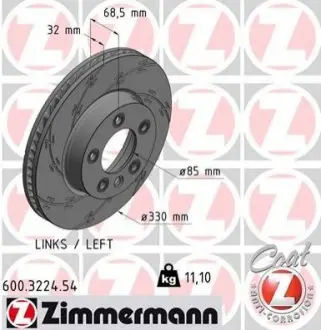 Диск тормозной ZI 600.3224.54 ZIMMERMANN 600322454