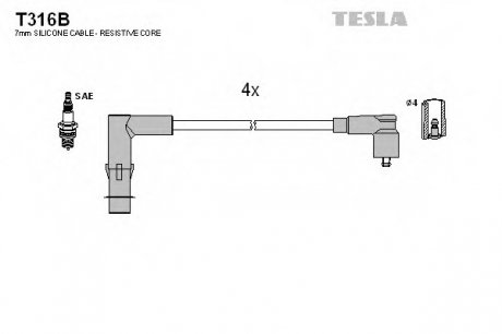 Комплект дротів запалювання TESLA T316B (фото 1)