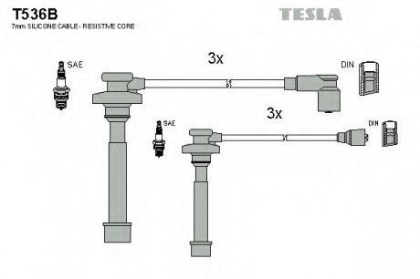 Комплект высоковольтных проводов TESLA T536B