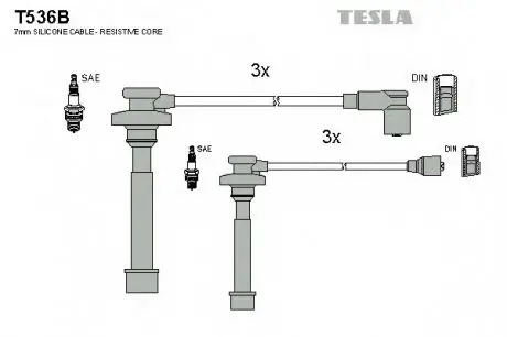 Комплект высоковольтных проводов TESLA T536B