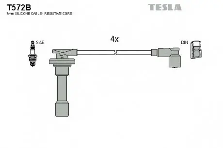 Комплект высоковольтных проводов TESLA T572B