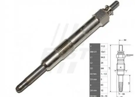 Свічка Розжарення Alfa 147 /156 00 1.9 Jtd FAST FT82730