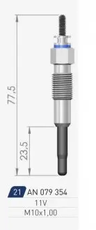 FIAT Свеча накала Duraterm 11V Croma 1,9TD -96, Ducato 2,8 98-02 IVECO 2,8 Citroen 2,8D A-N PARTS 079354