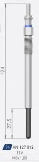 Свіча накалу (двойная спираль) 11V L=124mm A-N PARTS 127012