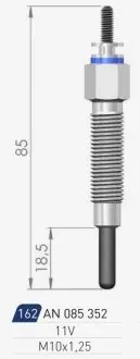 FORD Свеча накала Duraterm 11V Maverick 2,7Nissan Terrano 2,7d Serena 2,3d A-N PARTS 085352