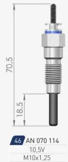 NISSAN Свеча накала Duraterm 10.5V Patrol 3.2D 88-,Pick Up 2.3/2.5D 83- A-N PARTS 070114