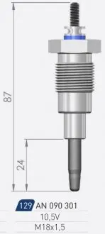 FORD Свеча накала Duraterm 10.5V Granada 1.9/2.1D,Peugeot 504,J7 A-N PARTS 090301