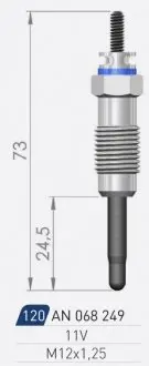FIAT Свеча накала Duraterm 11V Bravo 1,9TD LANCIA Kappa 2,4TD A-N PARTS 068249