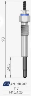 OPEL Свеча накала Duraterm 11V OPEL 1,5/1,7/2,2D 87-96 ISUZU A-N PARTS 090207