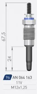 RENAULT Свеча накала Duraterm 11V R19 1.9D,Express 1.6D 86- A-N PARTS 064163