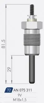 DB Свеча накала Duraterm 11V OM 615-617 A-N PARTS 075311