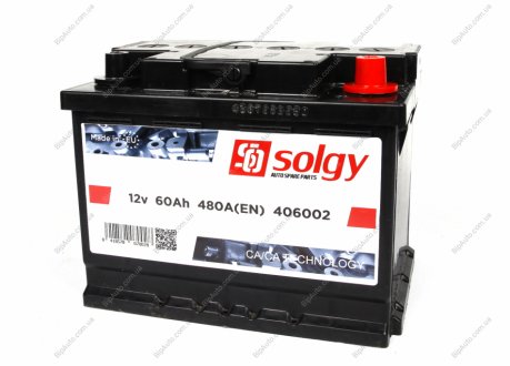 Аккумуляторная батарея 60Ah/480A (242x175x190) SOLGY 406002 (фото 1)