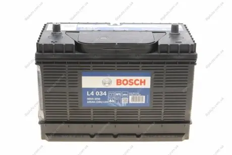 Аккумулятор L4 12V 105AH 570A ETN 9 B00 330x172x238mm 23.25kg (замена для 0092L40330) BOSCH 0092L40340