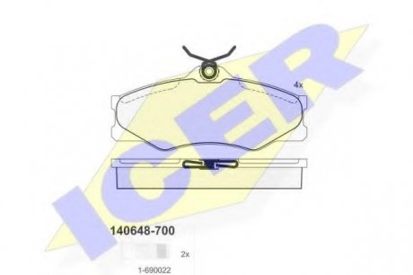 Комплект тормозных колодок, дисковый тормоз ICER 140648-700 (фото 1)