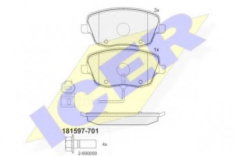 Комплект гальмівних колодок (дискових) ICER 181597-701 (фото 1)