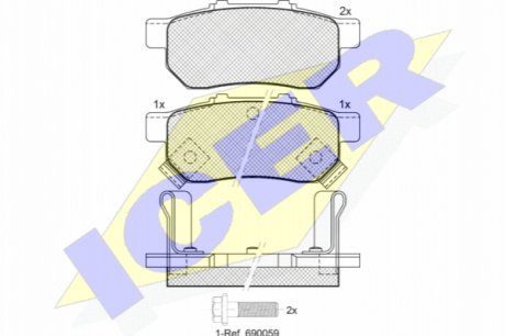 Комплект тормозных колодок, дисковый тормоз ICER 181024