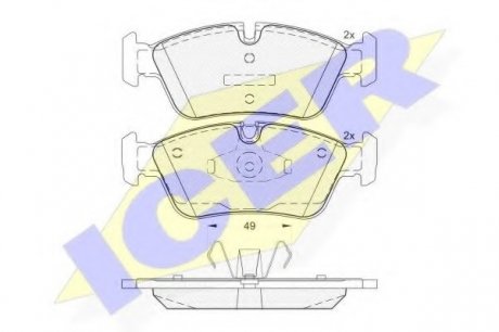 Комплект тормозных колодок, дисковый тормоз ICER 181698 (фото 1)