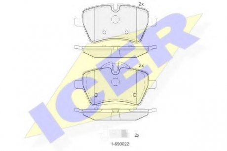 Комплект тормозных колодок, дисковый тормоз ICER 181756 (фото 1)
