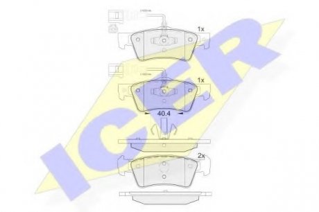 Комплект тормозных колодок, дисковый тормоз ICER 181815 (фото 1)