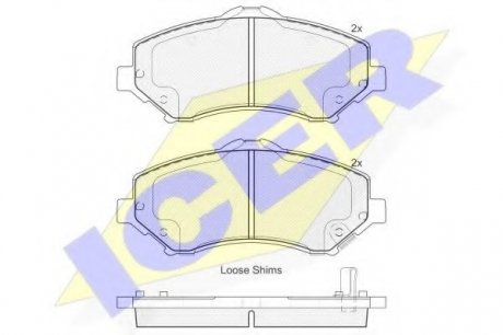 Комплект тормозных колодок, дисковый тормоз ICER 181908 (фото 1)